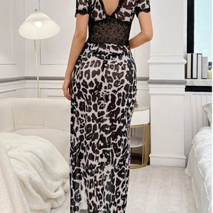 Внешняя торговля Европейское и американское Новое Сексуальное нижнее белье сексуальное женское Униформа разноцветное длинное платье с леопардовым принтом - Product Image 4