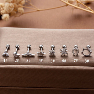 YW 20G Rose Curvo Cz Cartilagem Stud Hélice Torre Conch <span class=keywords><strong>Cat</strong></span> Parafuso Voltar Brinco De Aço Inoxidável Orelha Piercing Jóias - Product Image 3