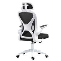 Chaise d'étude ergonomique pour enfants, dossier en maille, réglable en hauteur, pivotante, avec accoudoirs relevables, appui-tête et base à 5 étoiles sur roulettes