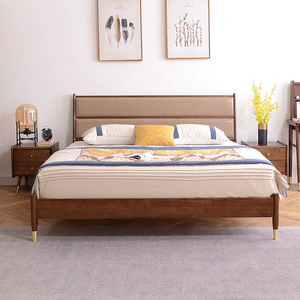 Nordic Solid Wood <b>Bed</b> 1.8M Platform Walnut Low Box <b>Bed</b> <b>Space</b> <b>Saving</b> For Master Bedroom - Product Image 3