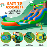 Tobogán Acuático Inflable, Parque Acuático, Equipo de Juego, Bote a Motor, Tobogán Acuático Doble Inflable Comercial con Piscina para Adultos