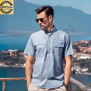 เสื้อเชิ้ตผู้ชายแบบสั่งทำพิเศษ ป้องกันแสงแดด UPF 50+ เสื้อเชิ้ตทำงานแบบติดกระดุม เสื้อตกปลา เสื้อเชิ้ตแขนสั้นสำหรับกิจกรรมกลางแจ้ง เสื้อตกปลาผู้ชาย - Product Image 2