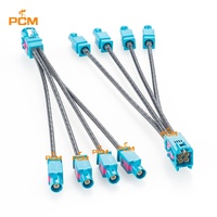 Kabel Ethernet Otomotif Mini Fakra Male 15cm ke 4x Fakra Male Rosenberger AMS11D-1M4Z5-Z 59Z114-000-Z untuk Sensor Kamera ADAS