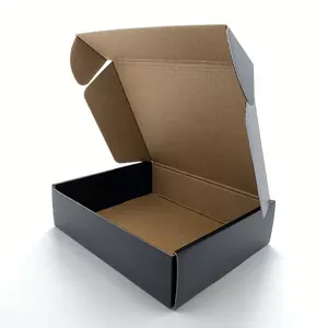 Boîtes d'emballage pliable noir vêtements chapeau vêtements chaussure ondulé enveloppe papier d'expédition de luxe personnalisé fait à la main boîtes rigides