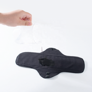 Serviettes hygiéniques lavables en coton biologique pur, 4 couches, noires, tendance, saines, pour femmes, réutilisables, pour l'incontinence - Product Image 4
