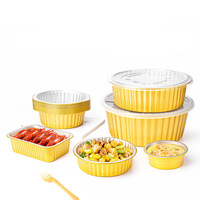 1800ml recyclable doré jetable feuille couvercle de qualité alimentaire à emporter Rectangle feuille d'aluminium gâteau conteneur
