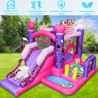 6 en 1 rose princesse gonflable videur grand ballon fosse basket-ball cerceau PVC saut toboggan pour enfants jardin centre commercial fêtes
