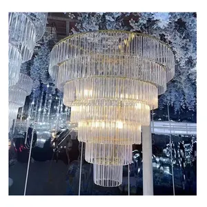 LED Crystal Ceiling Light Wedding Party Supplies Gold Chandelier Event Decor