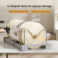 Organisateur de couvercles de casseroles extensible en acier inoxydable avec 7 séparateurs pour sous l'évier et dans l'armoire - Vente en gros, logo personnalisé