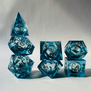 Tùy Chỉnh 16Mm Màu Xanh Đa Diện Mờ Cát Lạng Cored Dungeons & Dragons <span class=keywords><strong>Dice</strong></span> Set 7Pcs Nhựa Cube Board Trò Chơi Cho RPG <span class=keywords><strong>Dnd</strong></span> - Product Image 2