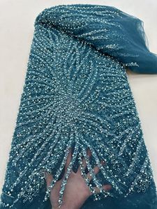 Offre Spéciale lourd élégant palais Style or perles perles paillettes Net broderie tissu maille dentelle tissu <span class=keywords><strong>robe</strong></span> de mariée <span class=keywords><strong>robe</strong></span> de soirée - Product Image 3
