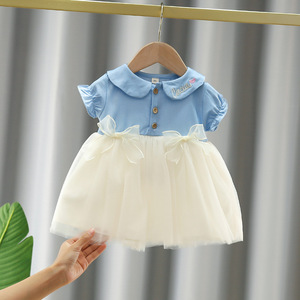 Lässige Kurzarm-Sommerkleider für Kleinkinder und Mädchen, Festliche Kleidersets mit Schleifendekoration aus Chiffon für Kinder - Product Image 2