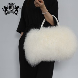 Borsa da Donna alla Moda in <span class=keywords><strong>Pelliccia</strong></span> di Agnello Mongolo <span class=keywords><strong>Nera</strong></span>, Vendita Diretta dalla Fabbrica - Product Image 5