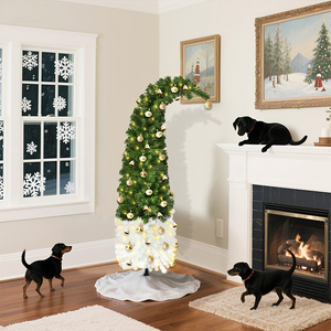 Sapin de Noël <span class=keywords><strong>à</strong></span> col crochu, bicolore vert et blanc, pliable et télescopique, article de décoration DIY pour les fêtes de Noël - Product Image 6