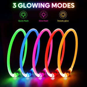 Collier LED Lumineux Rose Orange Clair pour Chien, Collier Intelligent Personnalisé pour Animaux de Compagnie par Grand Fabricant, Réfléchissant, en Silicone, Étanche, Motif Uni - Product Image 2
