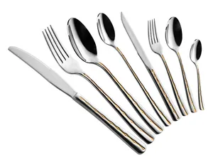 Russian style collection silverware gold plated stainless steel cutlery gift set spoon knife fork restaurant hotel use flatware