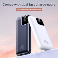 Cargador Portátil de Alta Calidad de 22.5W con Carga Rápida, Logotipo Personalizado, Cable Integrado, 20000mah 10000mah, Pantalla LED