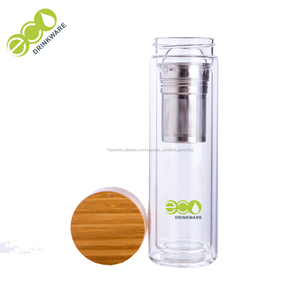Nuevo Producto para 2018 de doble pared con aislamiento transparente de vidrio de borosilicato termo con <span class=keywords><strong>la</strong></span> tapa de Bambú - Product Image 5