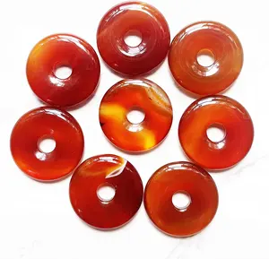 30mm Genuine Carnelian Gemstone Donut Shaped Pendant Natural Carnelian Quartz Donut For Necklace Pendant Jewelry