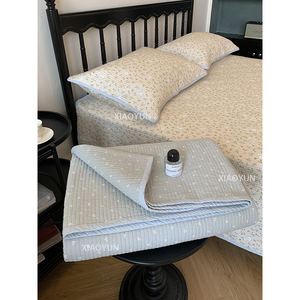 Korean Style Pure Cotton Bed <b>Sheet</b> Set Floral Stripe Breathable Four Seasons Home Use - Product Image 5