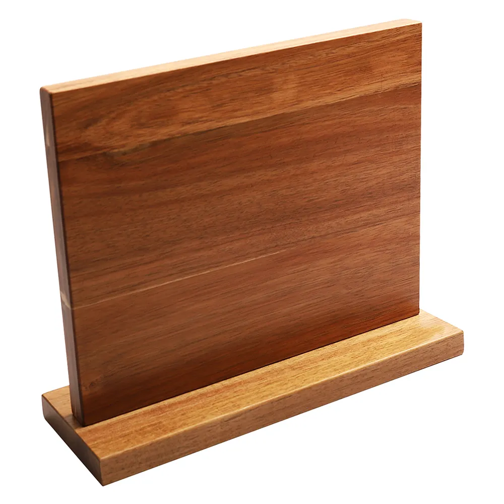 Hot Sell Standing Kitchen Stylish Walnut Wood Magnetic Knife Block Kitchen Walnut Magnetic Knife Holder With Metal Plate