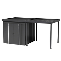 Abri de jardin en acier galvanisé étanche avec auvent latéral, abri à outils extérieur pour cour arrière, vente directe usine OEM ODM