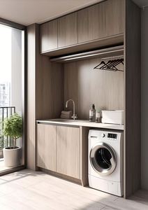 Gabinete de lavabo de madera montado en la pared de diseño moderno personalizado Gabinete de lavandería de madera maciza con nuevos diseños - Product Image 4