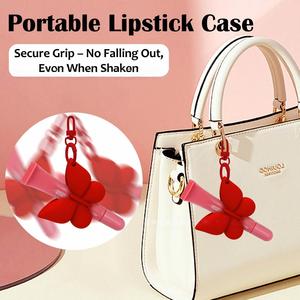 <b>Custom</b> Logo 2.79In Silicone Portable Clip on Butterfly Style Lip Gloss Bracket Keychain Pendant for <b>Lipstick</b> Perfume - Product Image 3