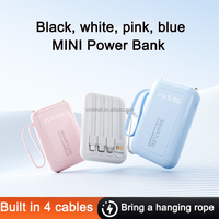 Nouveau Mini Pocket Power Bank 10000 mAh Batterie Externe Chargeur Portable PowerBanks10000 MAh Intégré 4 Câbles pour Téléphones Mobiles