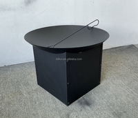Brasero d'extérieur carré en métal avec rangement pour bûches, foyer en acier noir, brûleur à bois, poêle de jardin, chauffage de terrasse