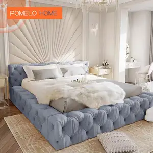 Pomelohome Fabric Queen Size Bed Frame