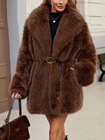 Veste en fausse fourrure de renard de luxe style mob wife pour femme, manteau d'hiver épais et moelleux en fourrure écologique avec ceinture ajustable