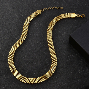 Nuevo Collar de Acero Inoxidable Dorado, Diseño Industrial Pesado, Estilo Urbano Hip Hop, No se Destiñe, Temperamento Cubano, para Mujer - Product Image 1