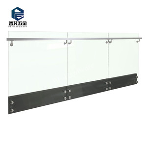 现代无框玻璃栏杆系统，带不锈钢立柱，用于楼梯或酒店 - Product Image 2