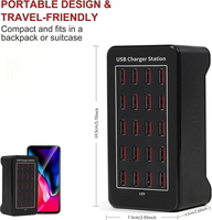Station de charge de bureau haute qualité 100W 20 ports USB multi-ports à charge rapide avec lumière LED et prises US/EU/UK/AU