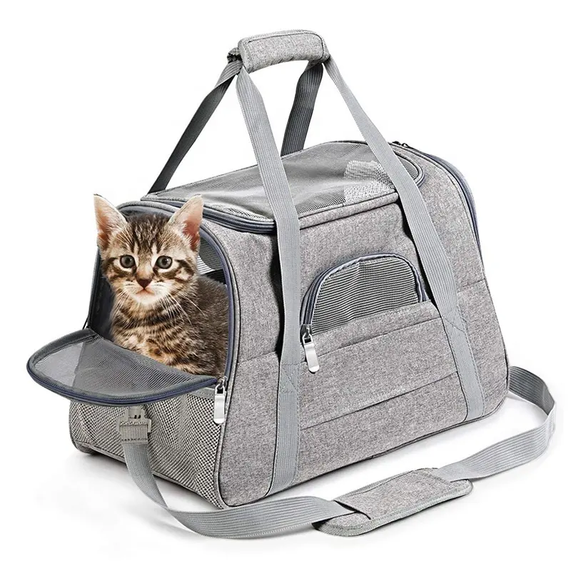 Bolsa transportadora para animais de estimação, bolsa expansível durável de alta qualidade aprovada pela companhia aérea para gatos, gaiola para transporte de animais de estimação para viagens