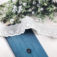 Offre Spéciale 2.5cm Accessoires de vêtement Dentelle de Broderie En Coton Brodé Blanc Dentelle Garniture Ruban de Coton Coupe