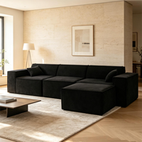 Canapé modulaire en tissu rembourré en forme de L pour villa moderne, avec dossier à coussins, compression sous vide, éponge haute densité à rebond rapide