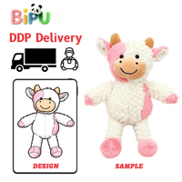 BIPU Factory Peluche personnalisée en forme de mouton brun, en polaire Teddy blanc bouclé, modèle debout, rembourrée en coton PP et polyester