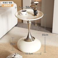 Table d'appoint ronde petite blanche et noire en acier inoxydable argenté et doré, table basse moderne en métal pour salon