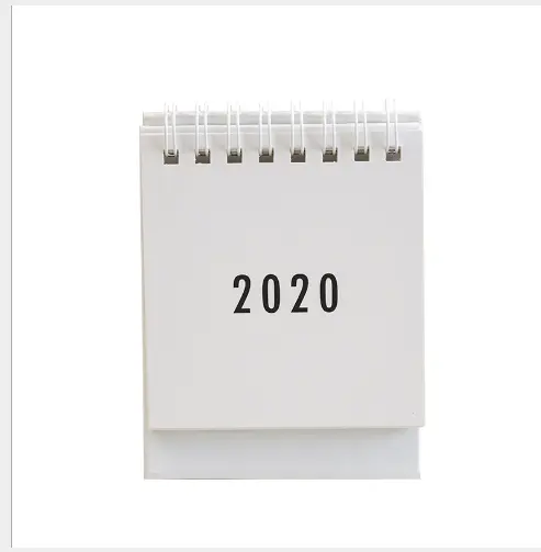 2020 مكتب التقويم الطباعة تصميم جديد صغير الحجم لديها مخزون مع العملاء صندوق ورقي ملون التقويم