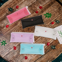 Dompet Vinyl PVC Unisex Portabel, Dapat Digunakan Kembali, Tren Baru, Tas Penyimpanan Uang Kertas, Amplop Transparan, Penutup Kancing, 7