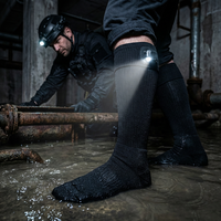 Chaussettes LED imperméables noires, hauteur genou, avec lumière intégrée, pour hommes et femmes, pour la sécurité industrielle, le travail, la randonnée, la pêche, pour garder les pieds au sec