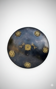 Bouclier rond médiéval en acier doux de calibre 20, finition gris antique avec poignée, prix de gros - Product Image 3