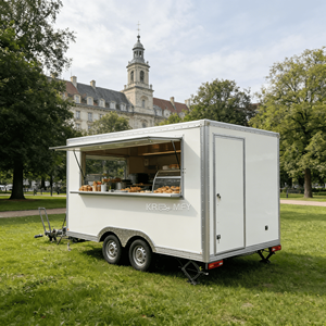 Remolque de Comida Móvil para Negocios, Carrito de Venta Ambulante Multifuncional de 4 Ruedas para Dulces, Papas Fritas, Hot Dogs, Kiosco de Calle, Servicio de Catering Comercial - Product Image 2