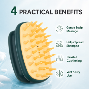 Brosse de massage du cuir chevelu personnalisée avec logo, poils souples en TPR, peigne de lavage des <span class=keywords><strong>cheveux</strong></span>, exfoliant humide et sec, portable, fournisseur OEM en gros - Product Image 3