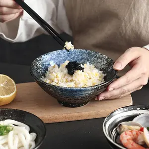 أطباق حبوب سيراميك على الطريقة اليابانية للسلطة حساء Pho Ramen حلوى الأرز والمعكرونة وعاء تكديس قابل للتكديس مناسب للمنزل والحفلات