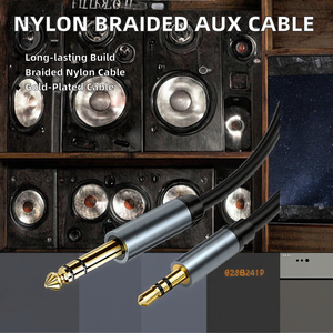 <span class=keywords><strong>สาย</strong></span>โคแอกเชียลเสียงแบบถักไนลอน 1.8 เมตร 3.5 มม. ชุบทอง หัวต่อแบบ MALE-MALE สำหรับโปรเจคเตอร์ ราคาโรงงาน ขายดี - Product Image 3