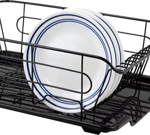 Cesta de escurridor de platos de metal con bandeja Estante de secado de platos naranja para flujo de tipo horizontal - Product Image 5