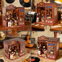Kit DIY Vintage Music Shop : Miniature en Bois 3D pour Bibliothèque, Insert de Présentoir avec Lumière LED, Jouet, Cadeau d'Anniversaire